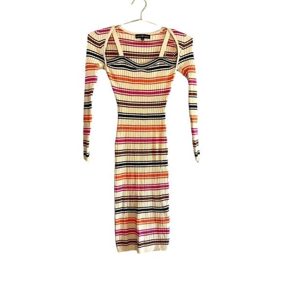 Almost Famous Striped Knit Tank Long Sleeve Midi Dress | SZ S - Picture 1 of 8